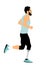 Sport man marathon runner with prosthetic leg vector illustration isolated on white background. Disabled sport boy active life.