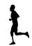 Sport man marathon runner with prosthetic leg vector silhouette illustration isolated on white background. Disabled sport boy.