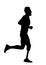 Sport man marathon runner with prosthetic leg vector silhouette isolated on white background. Disabled sport boy active life.