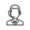 Sport match live commentator icon. man hearing head phone illustration. simple outline style sport symbol.