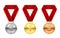 Sport medals set, reward, honor symbol in realistic style