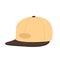 Sport modern youth baseball cap, front side view, flat vector illustration