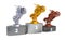 Sport Motorbike Podium with Gold Silver and Bronze Trophy