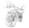 Sport Motorbike technical wire-frame. Vector rendering of 3d