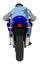 Sport motorcycle with rider rear view isolated vector illustration