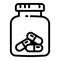 Sport nutrition capsule jar icon, outline style