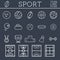 Sport outline icons, trendy thin line design, blue