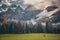 Sport photo, active life in outdoor. Man train in autumn mountains. Alps, Italy