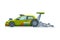 Sport Racing Car, Side View, Fast Motor Racing Green Vehicle Vector Illustration
