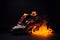 Sport shoe with flames of fire, symbolizing the intensity and passion of sports. Ai generated