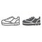 Sport shoes line and glyph icon, footwear and shoe, sneaker sign, vector graphics, a linear pattern on a white