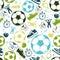 Sport sketch soccer seamless pattern.