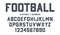 Sport style font. Football style font with lines inside. Athletic style letters and numbers for football kit