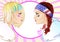 Sport style women set: two young beautiful girls in rugby style. Vector art design.