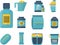 Sport supplements flat blue icons