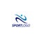 Sport symbol design, Fitness people icon vector logo, speed fitness, running, swimming, jumping logotype, hexagon people