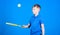 Sport tennis game success. game workout of teen boy. Tennis game player with racket and ball. activity of Llttle boy