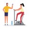 Sport training scene with personal coach, flat vector illustration isolated.