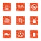 Sport view icons set, grunge style