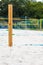 sport volleyball scoreboard on the summer sand. Wooden scoreboard. vertical