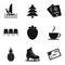 Sport wellness icons set, simple style