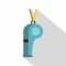 Sport whistle icon, flat style
