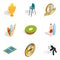 Sport winner icons set, isometric style