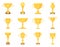 Sport winner trophy elements set. Golden prize. Championship cup, triumph goblet concept.