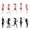 Sport woman characters. Vector female fitness silhouettes isolated on white background