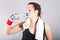 Sport . Woman drinking water