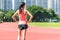 Sport woman ready for running in track stadium