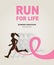 Sport Woman with Running Pink Ribbon, Breast Cancer Awareness.