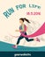 Sport Woman with Running Pink Ribbon, Breast Cancer Awareness. poster for running competition