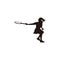 sport woman swing his tennis racket horizontally to reach the ball silhouette - tennis athlete forehand swing cartoon silhouette