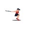 Sport woman swing his tennis racket horizontally to reach the ball - tennis athlete forehand swing cartoon