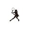 Sport woman swing his tennis racket silhouette - tennis athlete cartoon silhouette