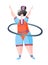 Sport workout fitness woman turns hoop characters