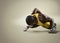 Sport. Young athletic man doing push-ups