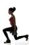 Sport young athletic woman doing lunge with dumbbells, fitness g
