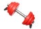 A sporting equipment - single red dumbbells.