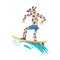 Sportive Dog Surfboarding, Animal Athlete Character Doing Sports Vector Illustration