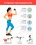 Sportive lifestyle infographics with elements of fitness information for workout and woman in sportwear illustration