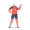 Sportive Male Character, Football Player or Athlete with Medal on Neck Celebrate Victory Showing Thumb Up, Sport Success