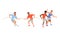 Sportive Male Engaged in Rope Pulling and Basketball Playing Vector Illustration Set