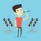 Sportive man drinking water vector illustration.