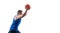 sportive professional sportsman play basketball with dunk ball. sportsman play dunk basketball