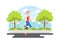 Sportive Senior Woman Running in Summer Park, Elderly People Active Healthy Lifestyle Vector Illustration