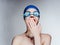 sportive woman with open mouth pool swimming Professional