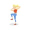 Sportive young woman exercising, girl working out in the fitness club or gym, active healthy lifestyle cartoon vector