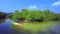 Sportman sailing sea kayak in mangrove canal